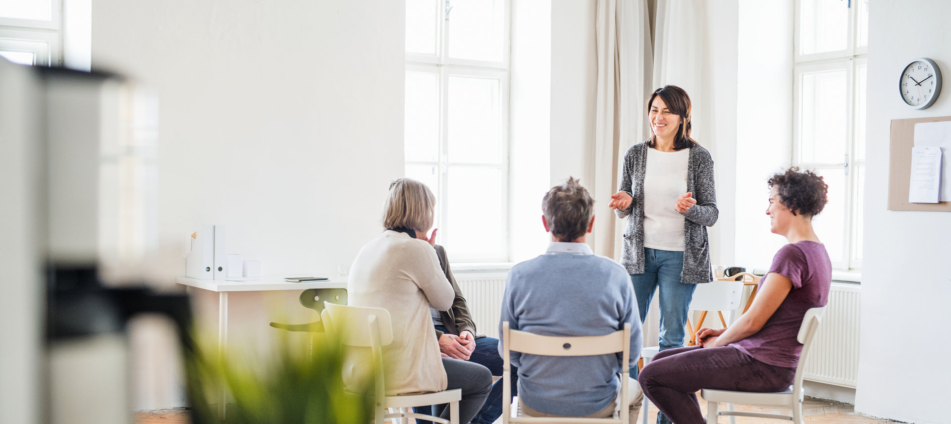 group of people in a session