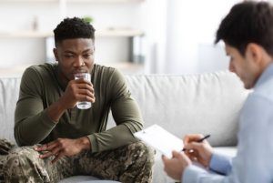 soldier having his mental checkup with his doctor